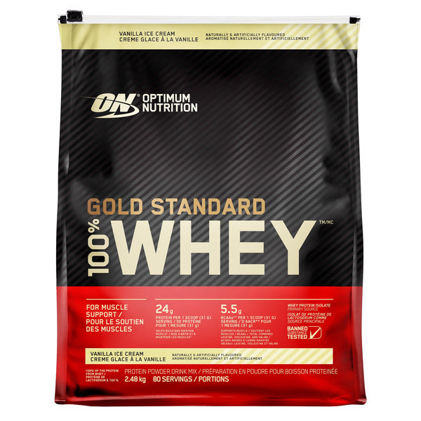 Optimum Nutrition Gold Standard 100% Whey Protein - Vanilla Ice Cream - 2.48kg