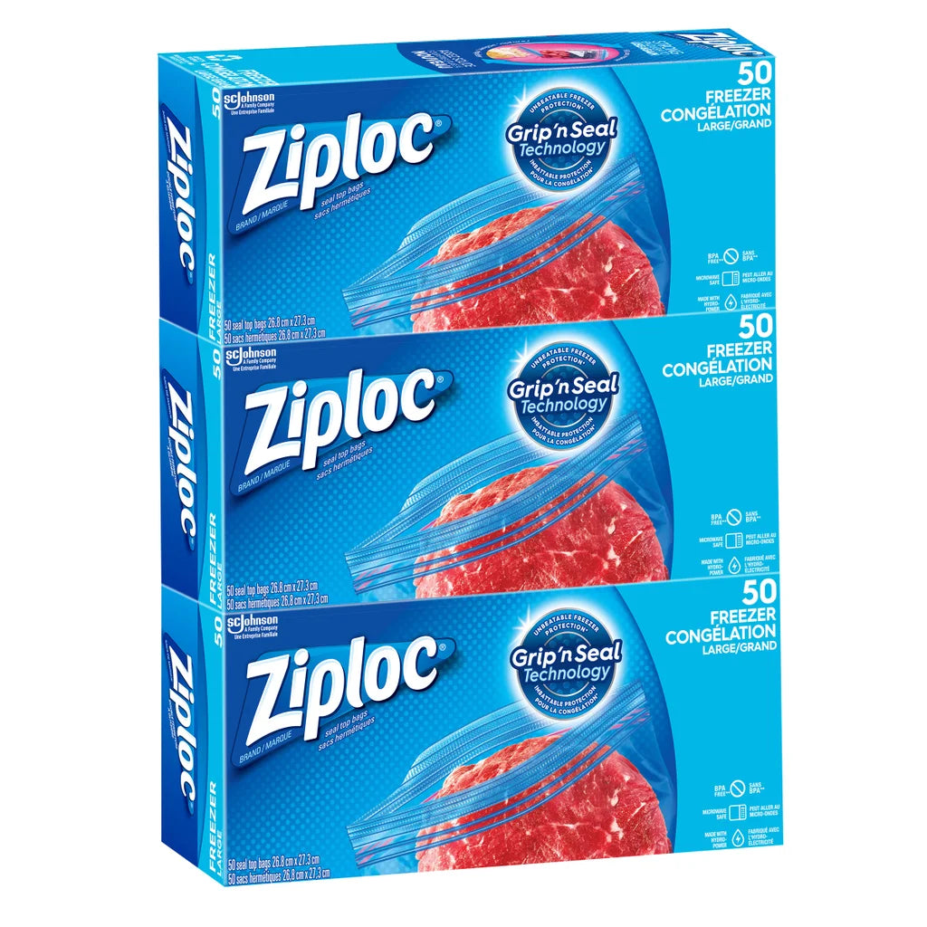 Ziploc Large Freezer Bags 50ct - 3 Pack